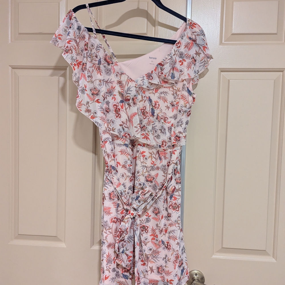 Kensie Pink Floral Ruffle Dress